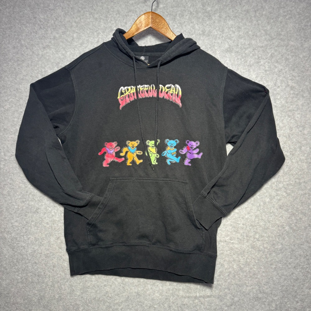 Grateful Dead Dancing Bears Graphic Hoodie Black Mens Medium‎ Band Sweatshirt